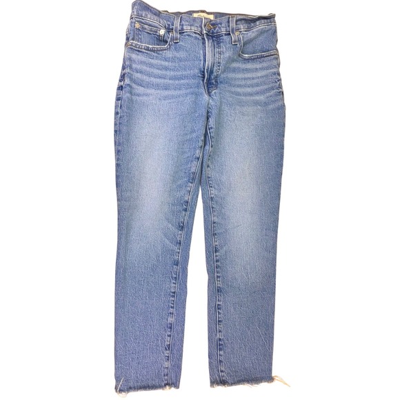 Madewell The Mid Rise Perfect Vintage Jeans 27 Raw Hem Straight Leg - Picture 1 of 7